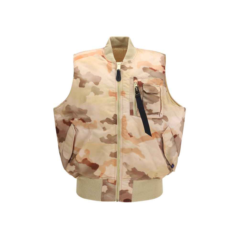 Beige Nylon Biker Jacket