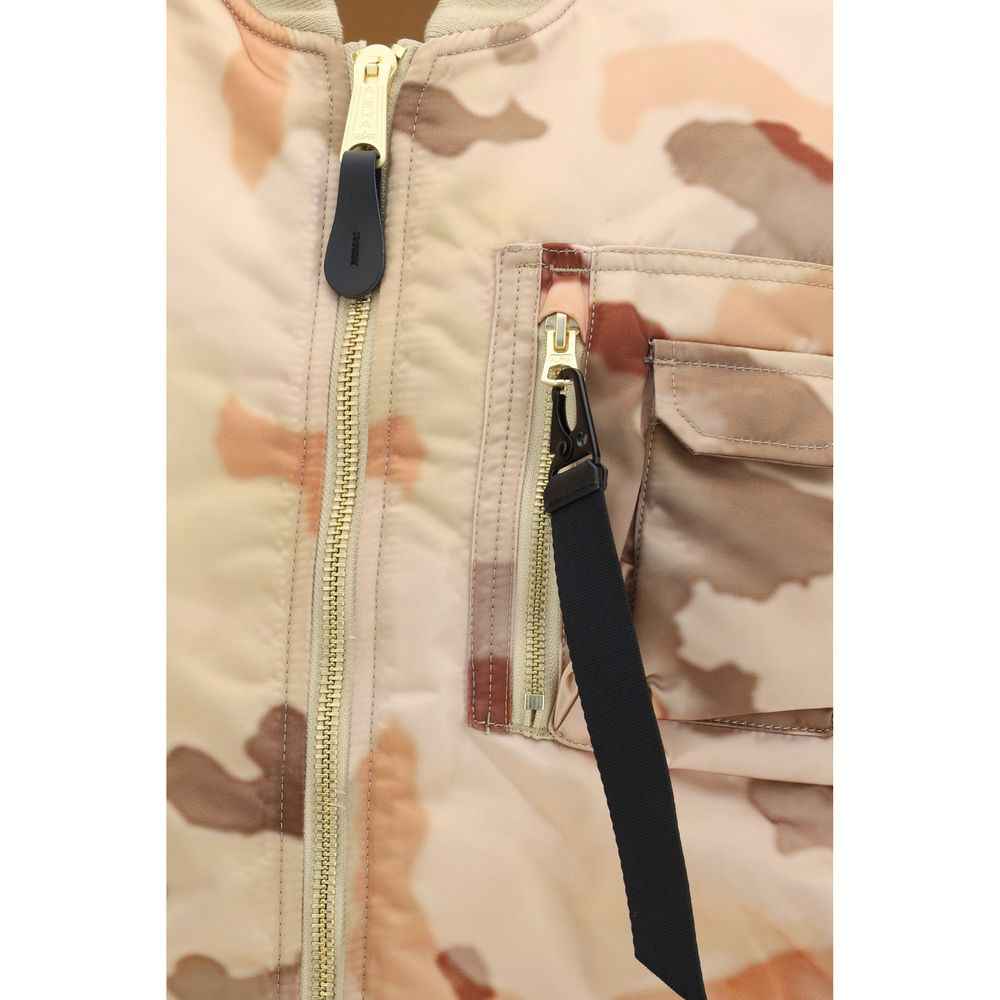 Beige Nylon Biker Jacket