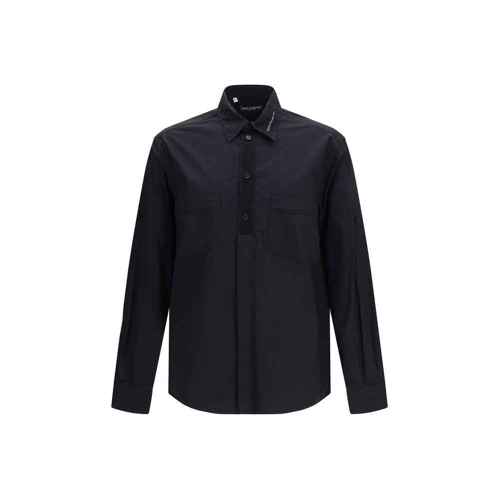 Black Cotton Dress Shirt