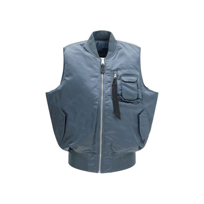 Blue Nylon Sleveless Jacket