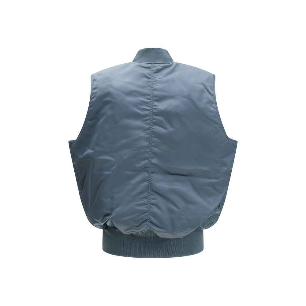 Blue Nylon Sleveless Jacket