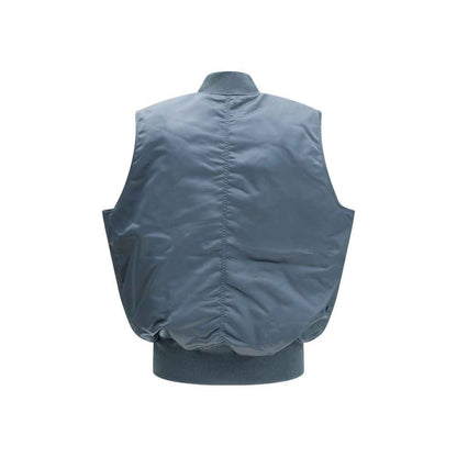 Blue Nylon Sleveless Jacket