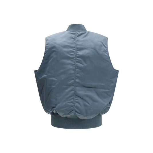 Blue Nylon Sleveless Jacket