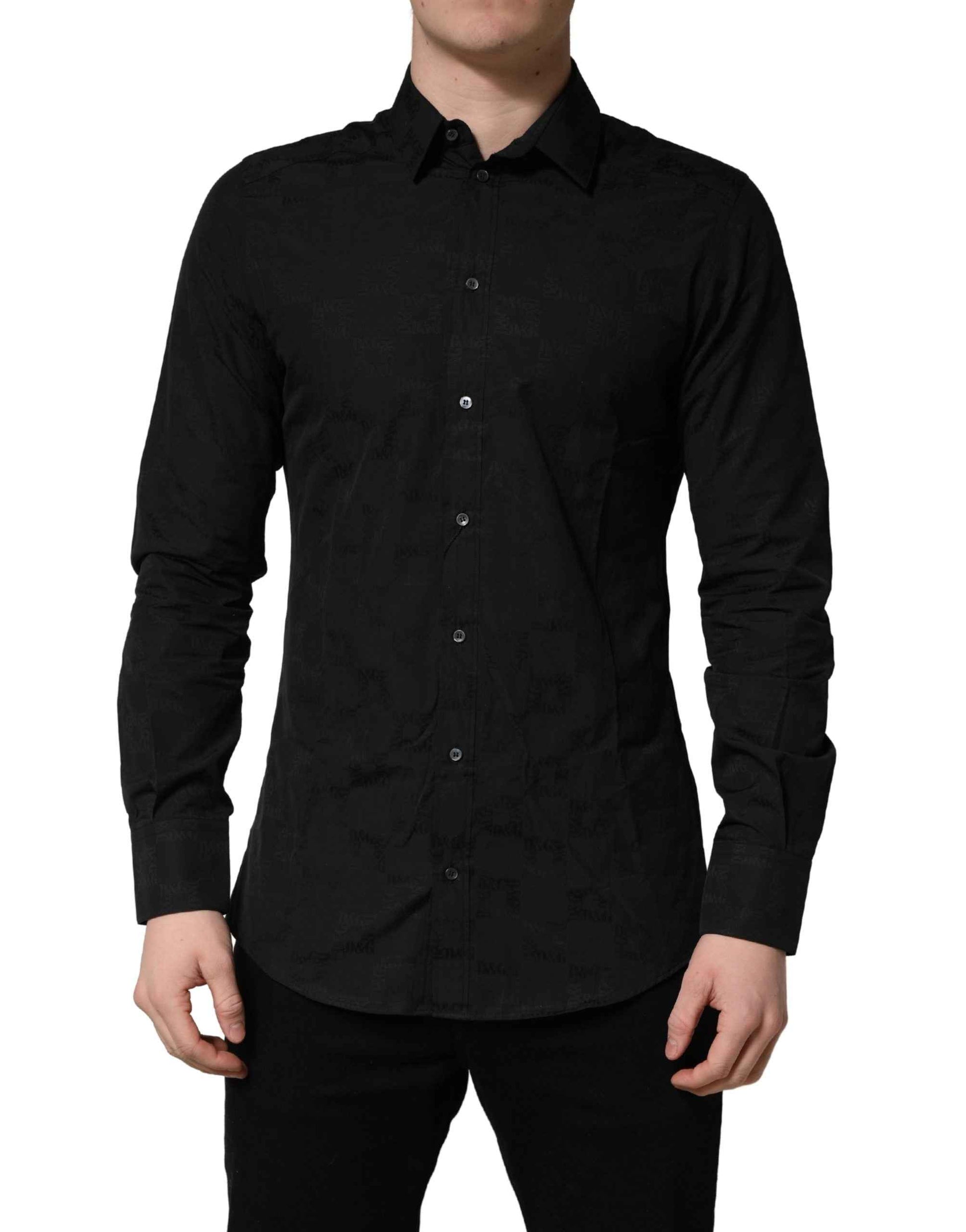 Black MARTINI Cotton Slim Dress Formal Shirt