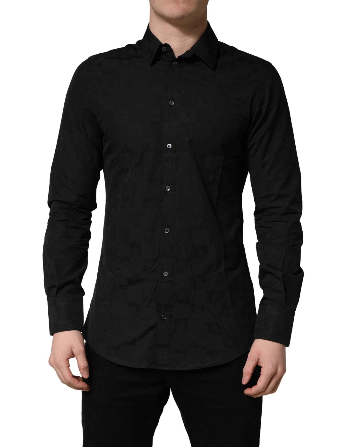 Black MARTINI Cotton Slim Dress Formal Shirt