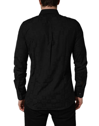 Black MARTINI Cotton Slim Dress Formal Shirt