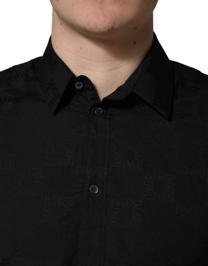 Black MARTINI Cotton Slim Dress Formal Shirt