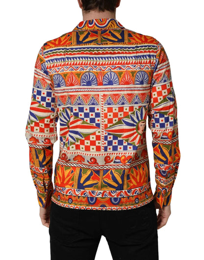 Multicolor Sicilian Carretto Twill Cotton Men Shirt