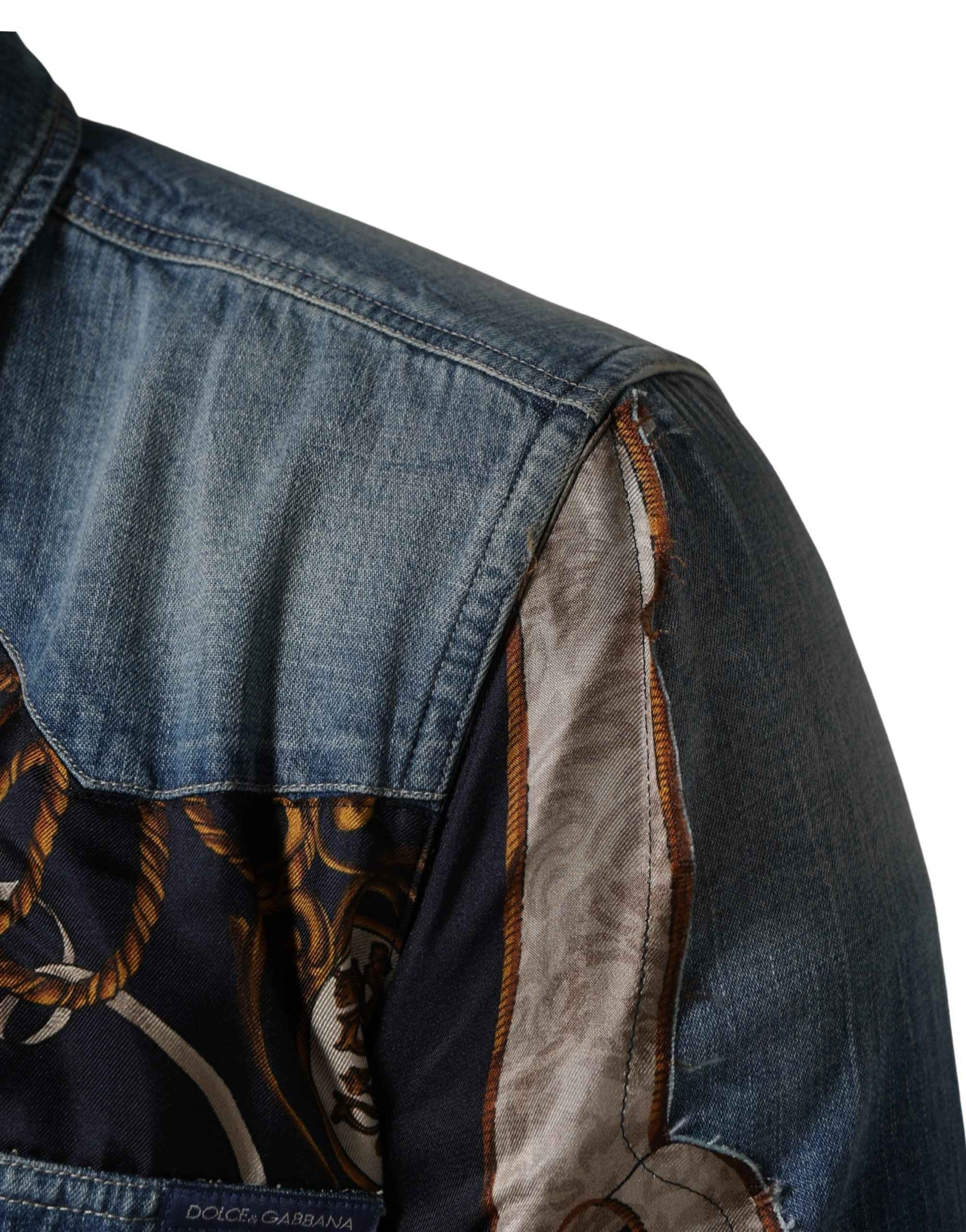 Blue Baroque Cotton Button Down Denim Shirt