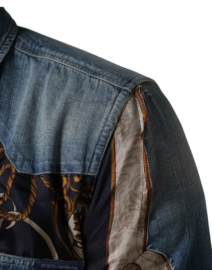 Blue Baroque Cotton Button Down Denim Shirt