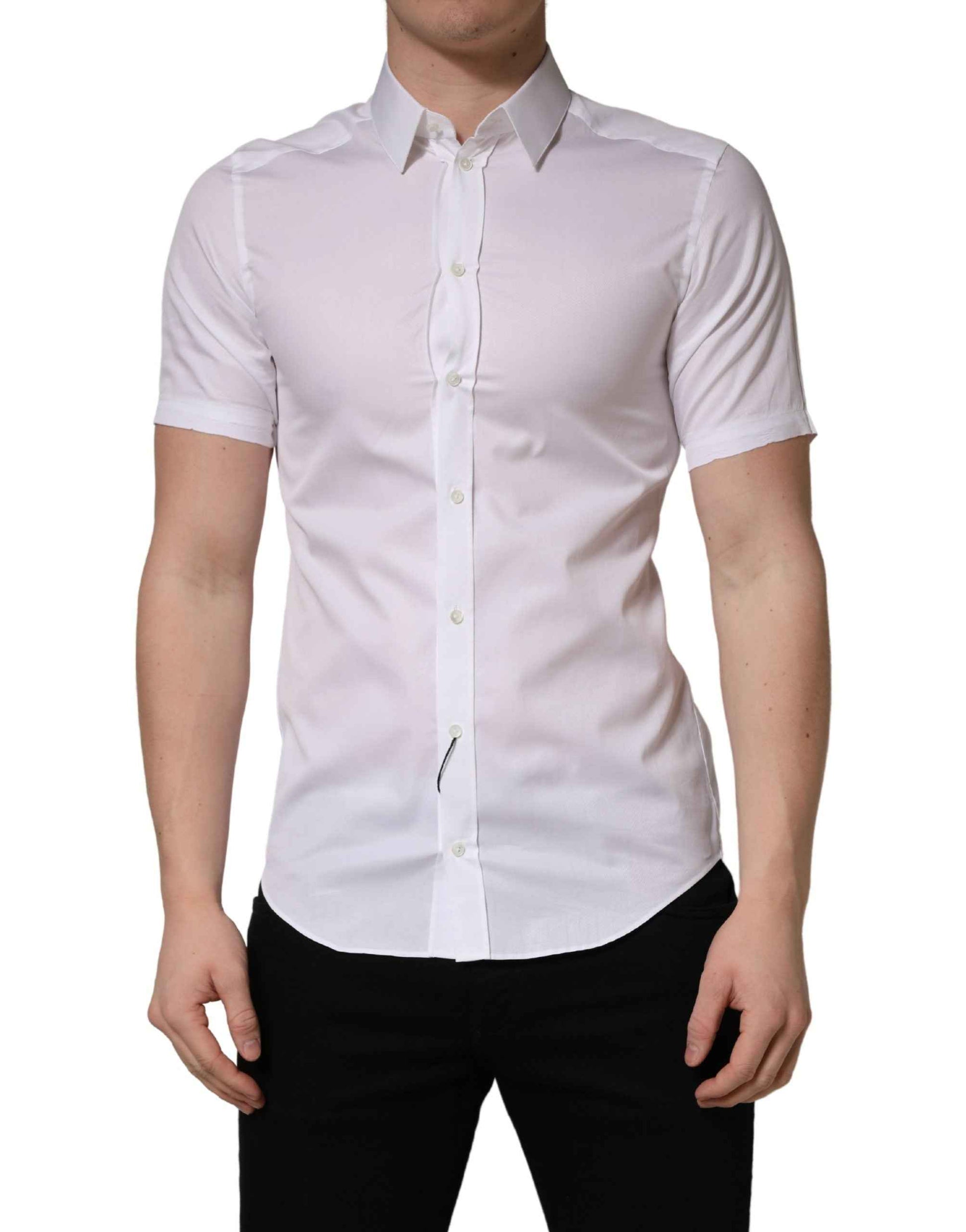 White Cotton Short Sleeves Button Down Shirt