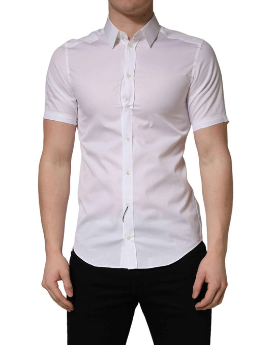 White Cotton Short Sleeves Button Down Shirt