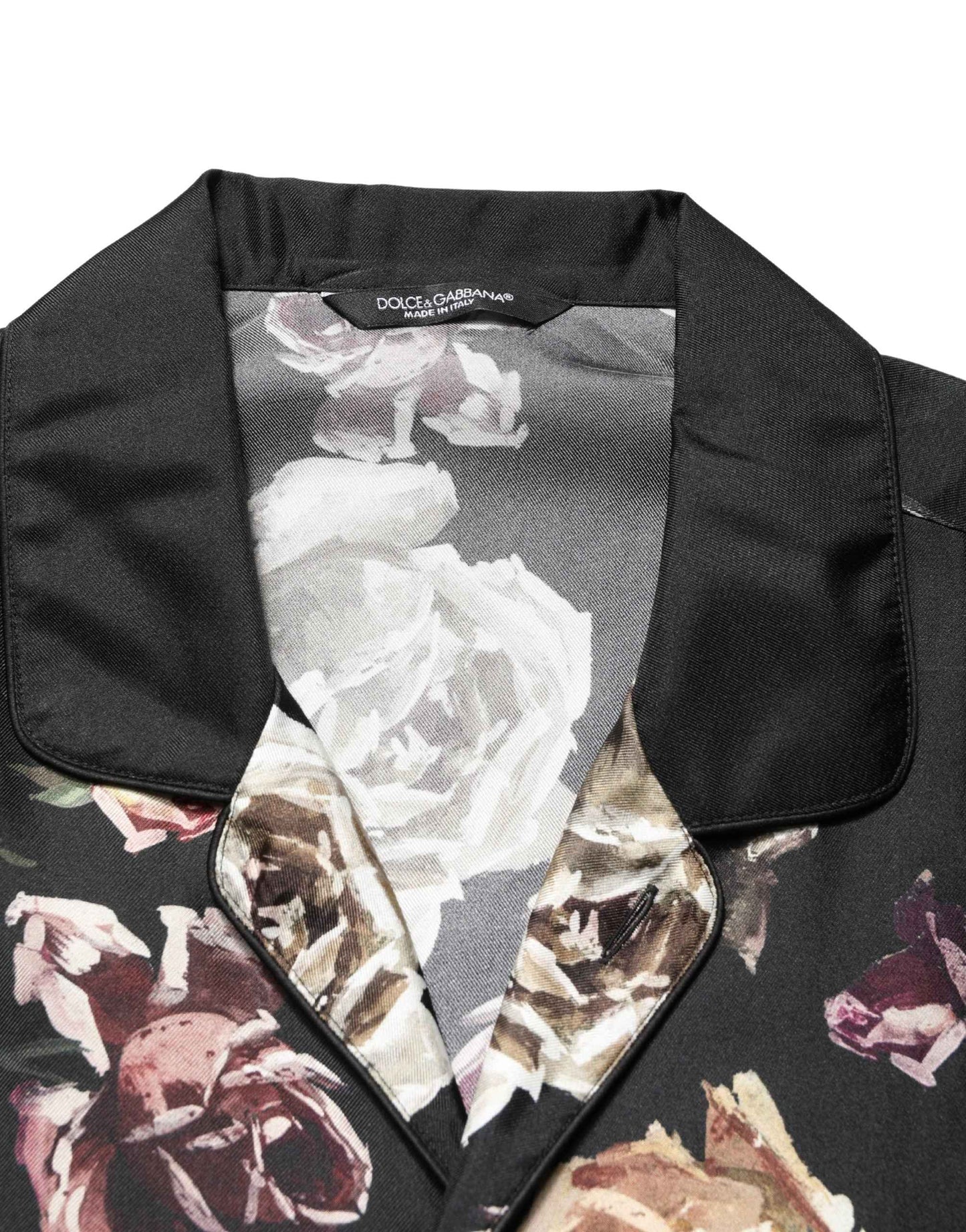 Black Floral Print Long Sleeves Casual Shirt