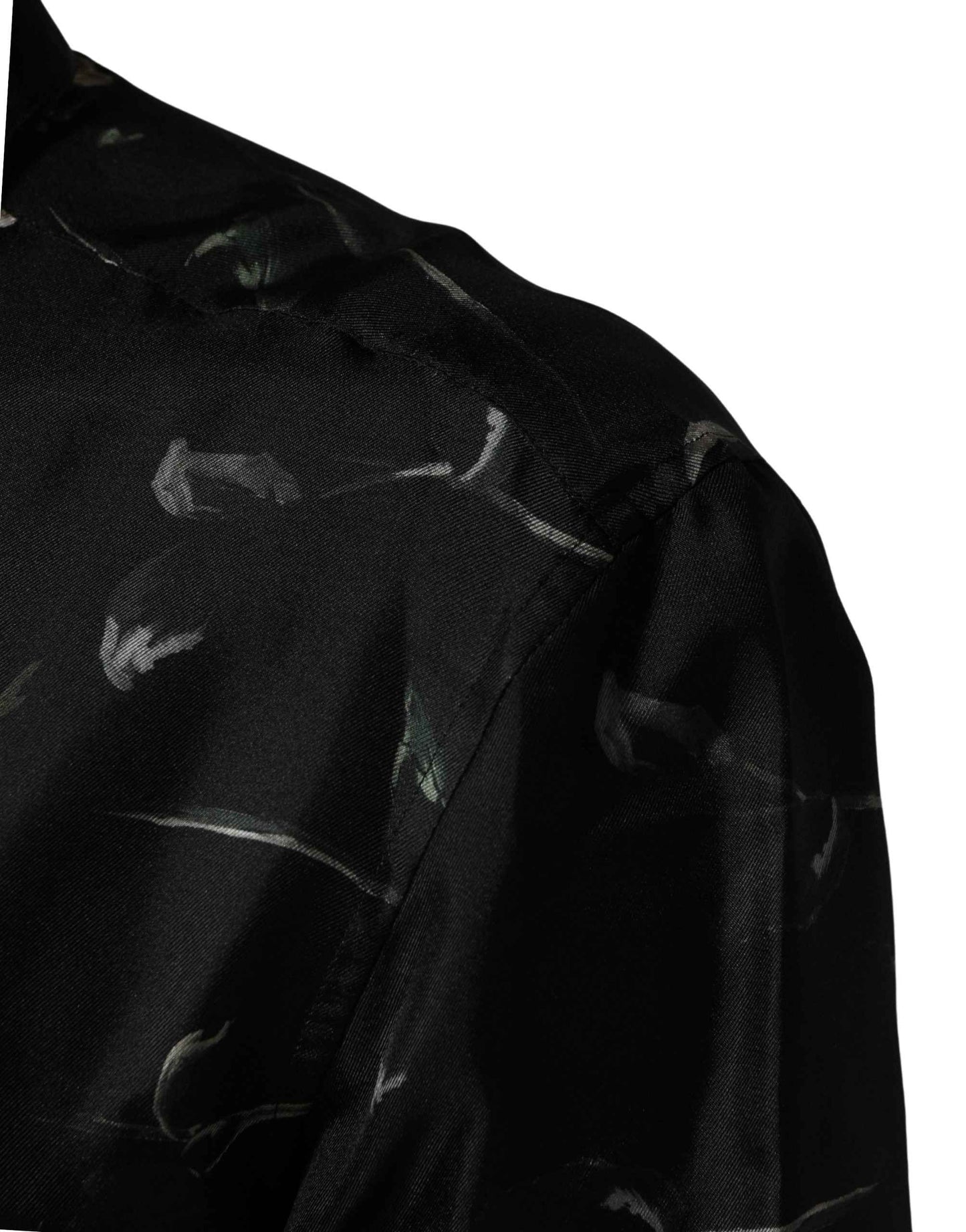 Black Floral Print Long Sleeves Casual Shirt