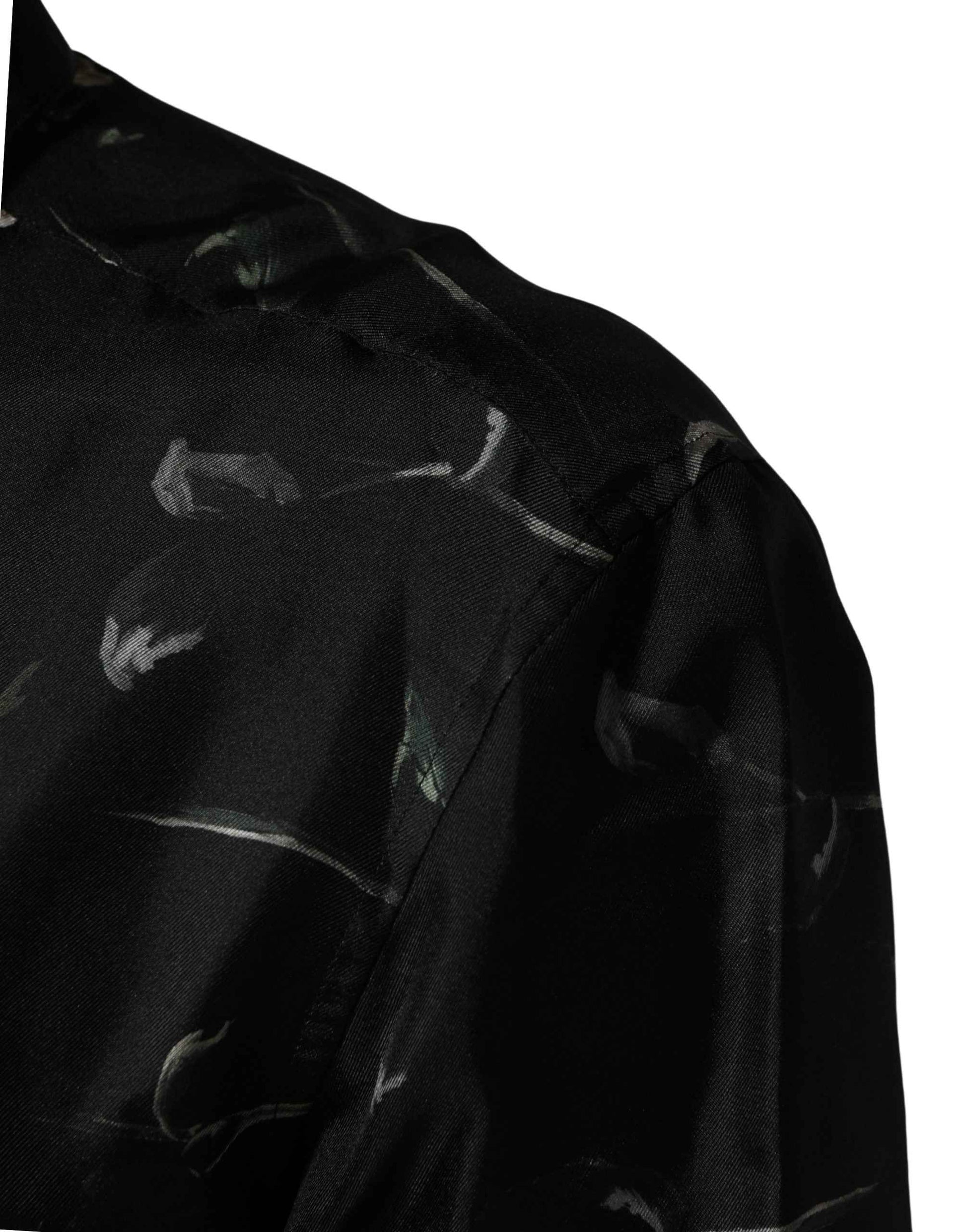 Black Floral Print Long Sleeves Casual Shirt
