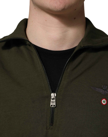 MilitaryGreen HalfZip Sweatshirt Sweater