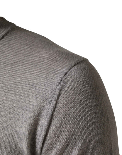 Gray Long Sleeves Crew Neck Pullover Sweater