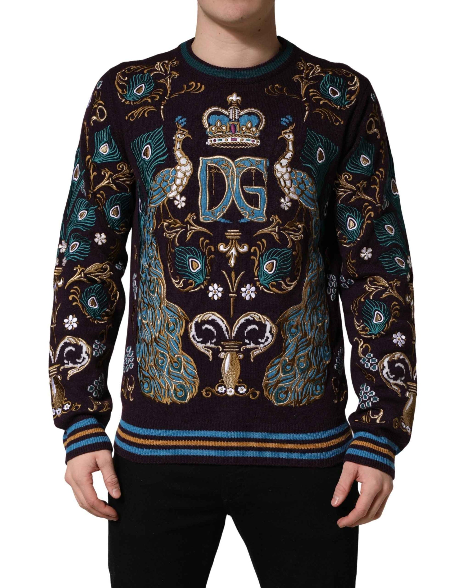 Bordeaux Cashmere Crown Embroidered Sweater