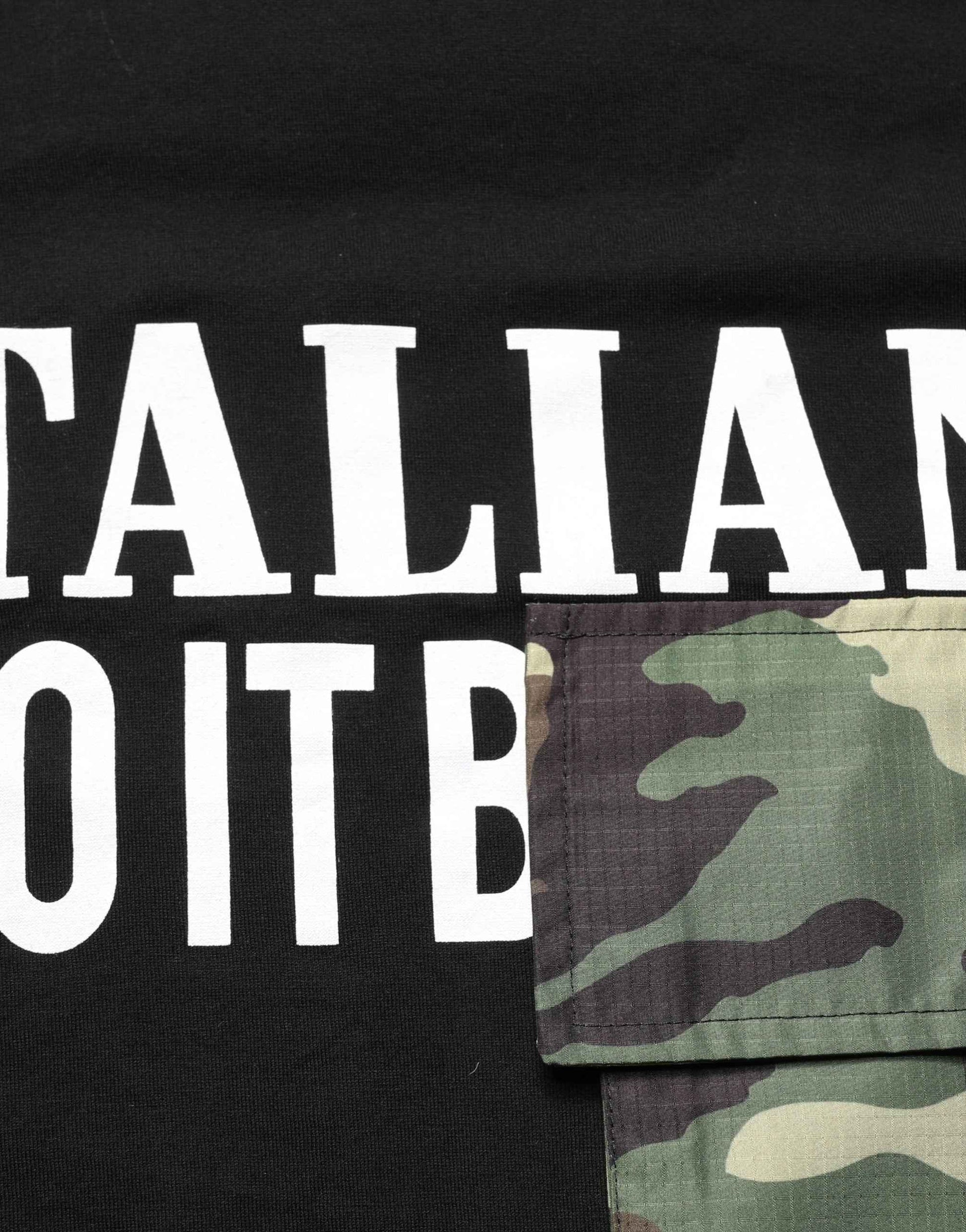 Black Camouflage Graphic Cotton Crewneck T-shirt