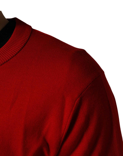 Red Eye Print Crew Neck Pullover Sweater