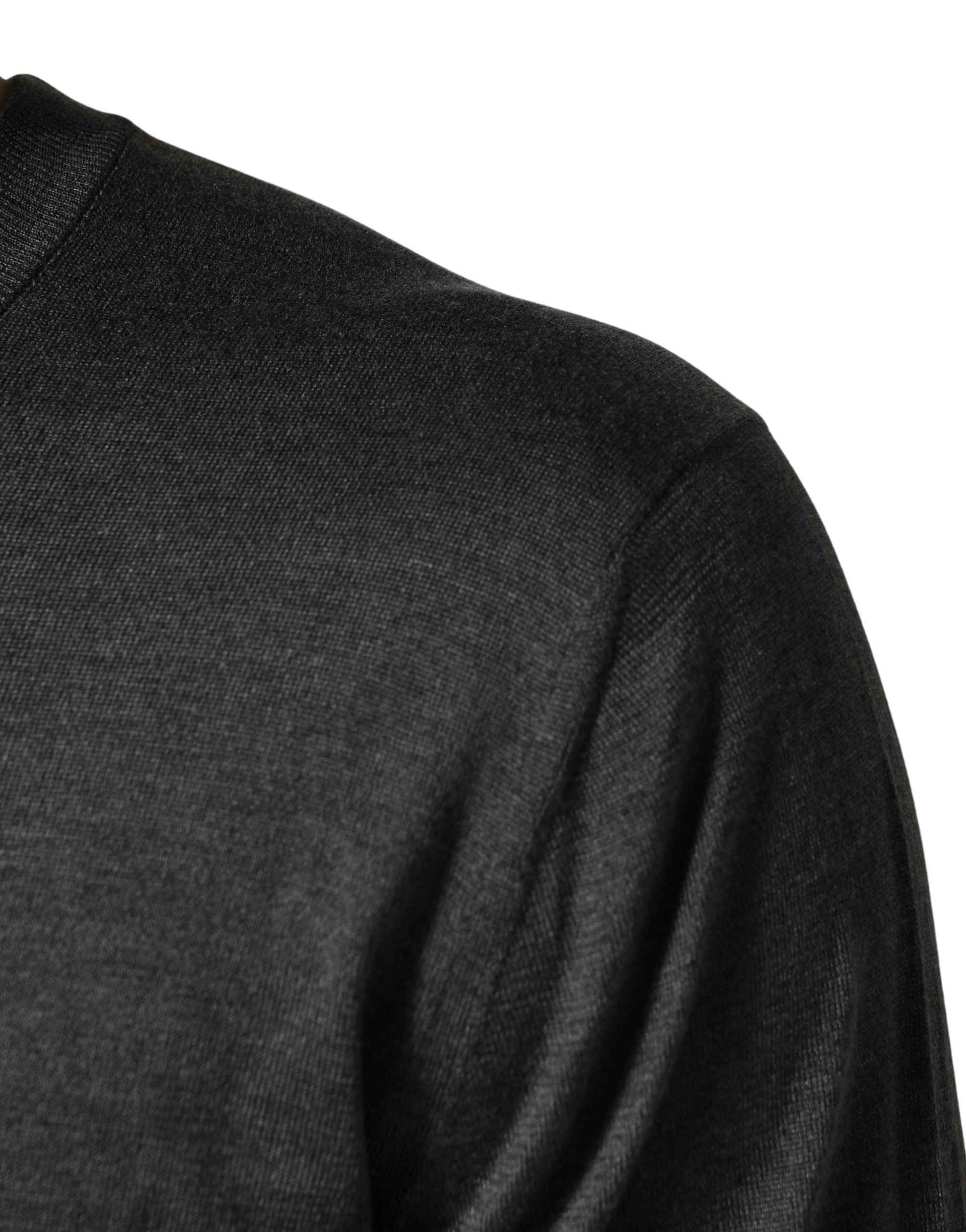Gray Long Sleeves Crew Neck Pullover Sweater