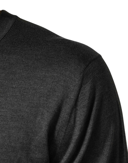 Gray Long Sleeves Crew Neck Pullover Sweater