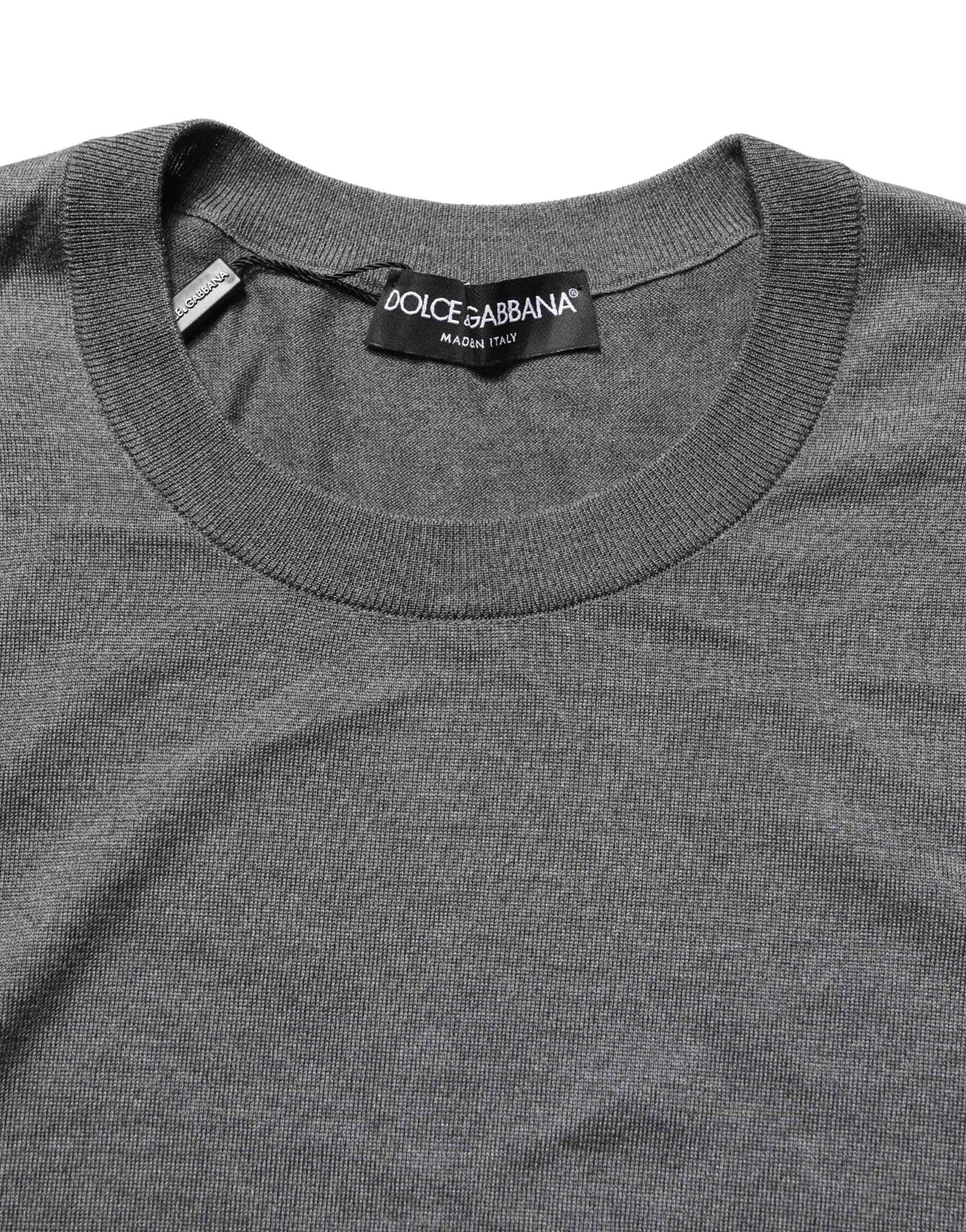 Gray Long Sleeves Crew Neck Pullover Sweater