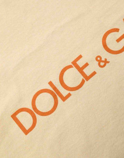Yellow Logo Print Cotton Crew Neck T-shirt