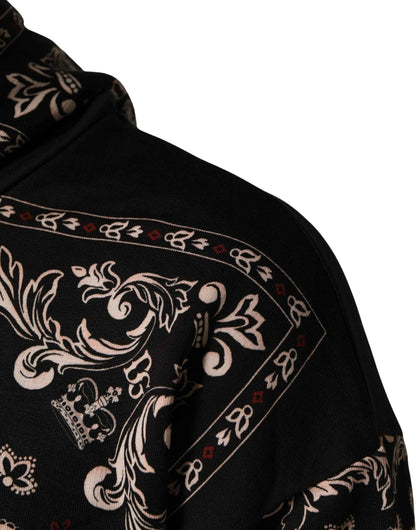 Black Bandana Print Cotton Men Hoodie Sweater