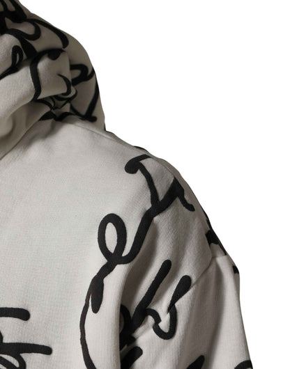 White Script Logo Print Cotton Sweatshirt Sweater