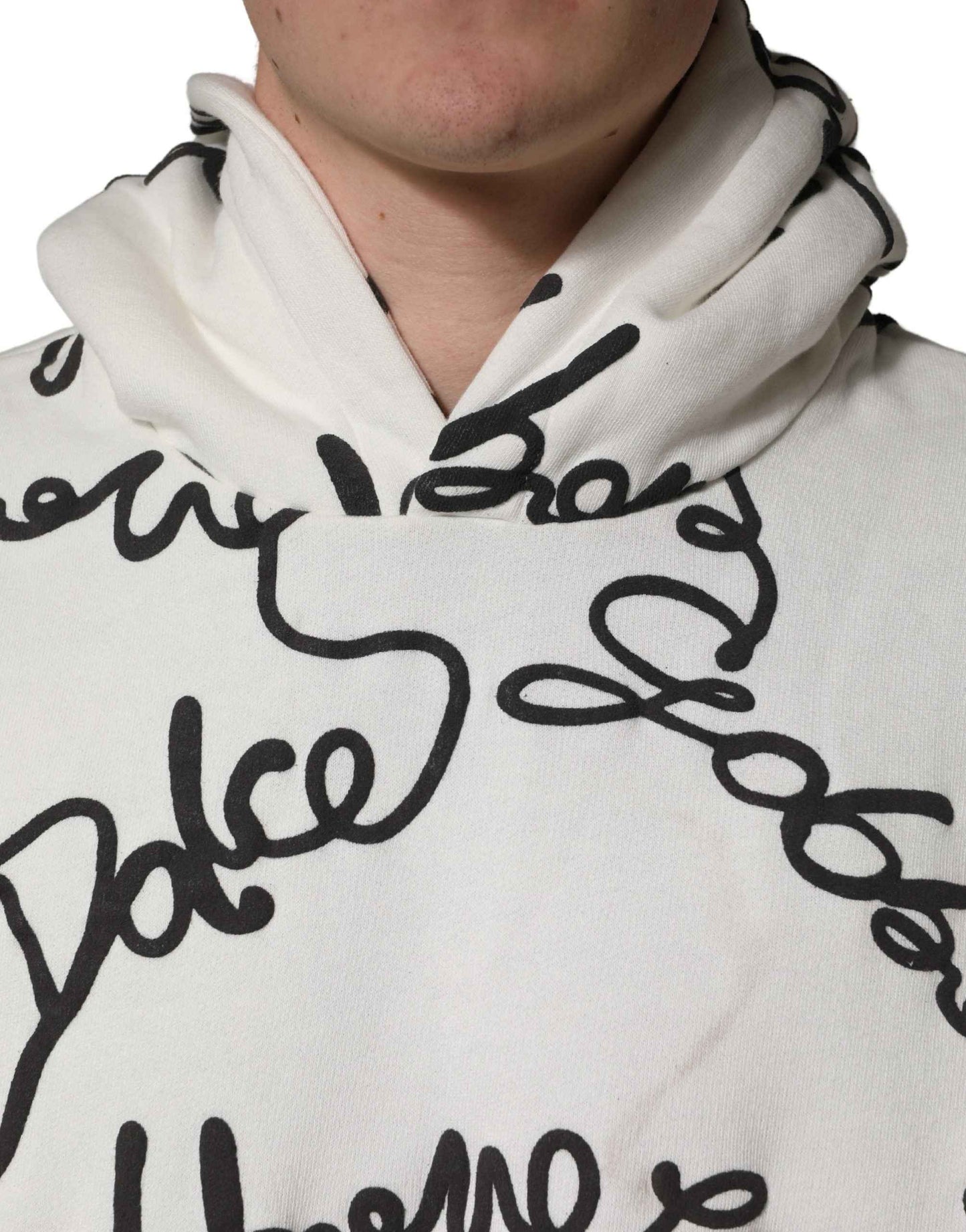 White Script Logo Print Cotton Sweatshirt Sweater