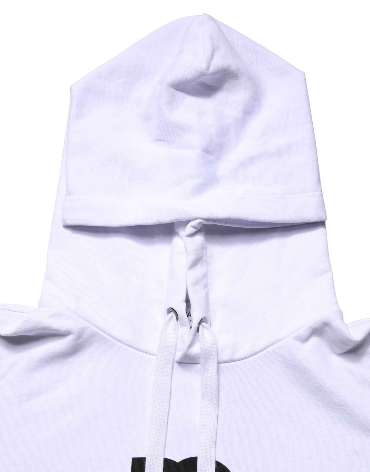 White Logo Print Cotton Hooded Sweatshirt Sweater