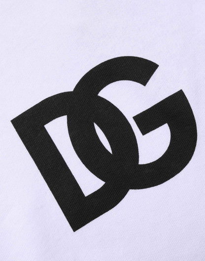 White Logo Print Cotton Hooded Sweatshirt Sweater