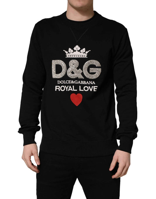Black Embellished Cotton Sweatshirt Sweater
