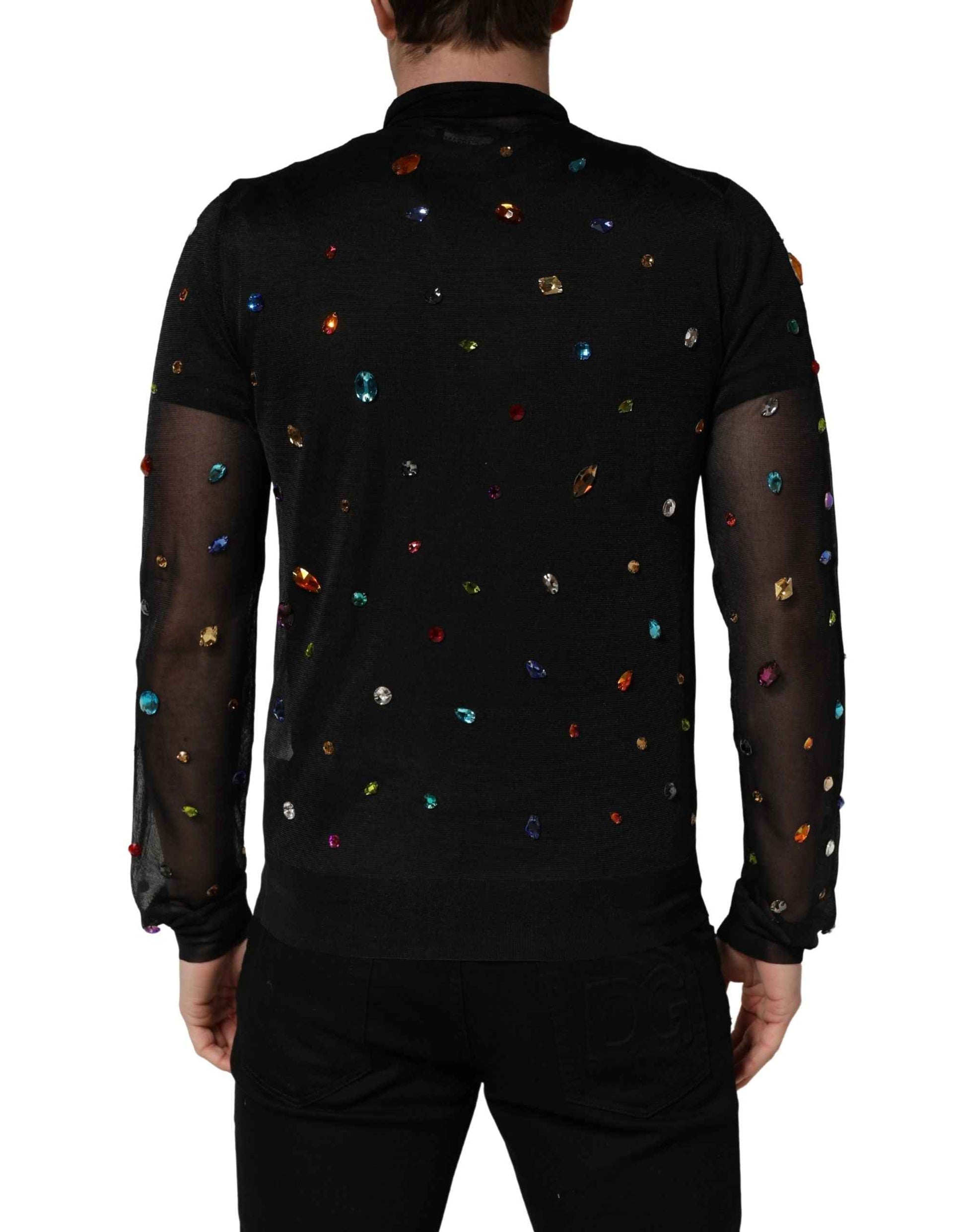 Black Crystal Embellished TurtleNeck Sweater