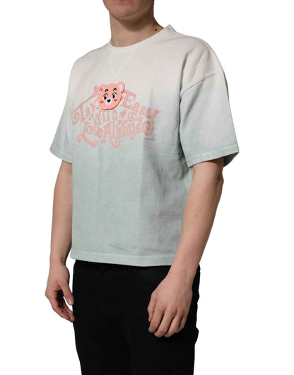 Green Tie-Dye Graphic Print Cotton Crewneck  T-shirt