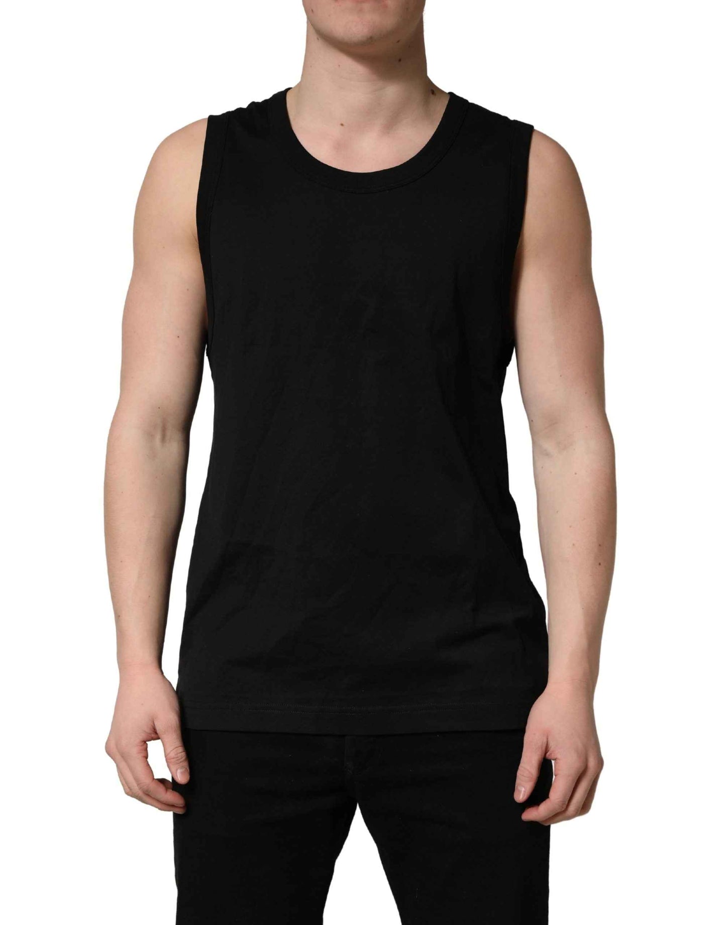 Black Cotton Sleeveless Men Tank Top T-shirt