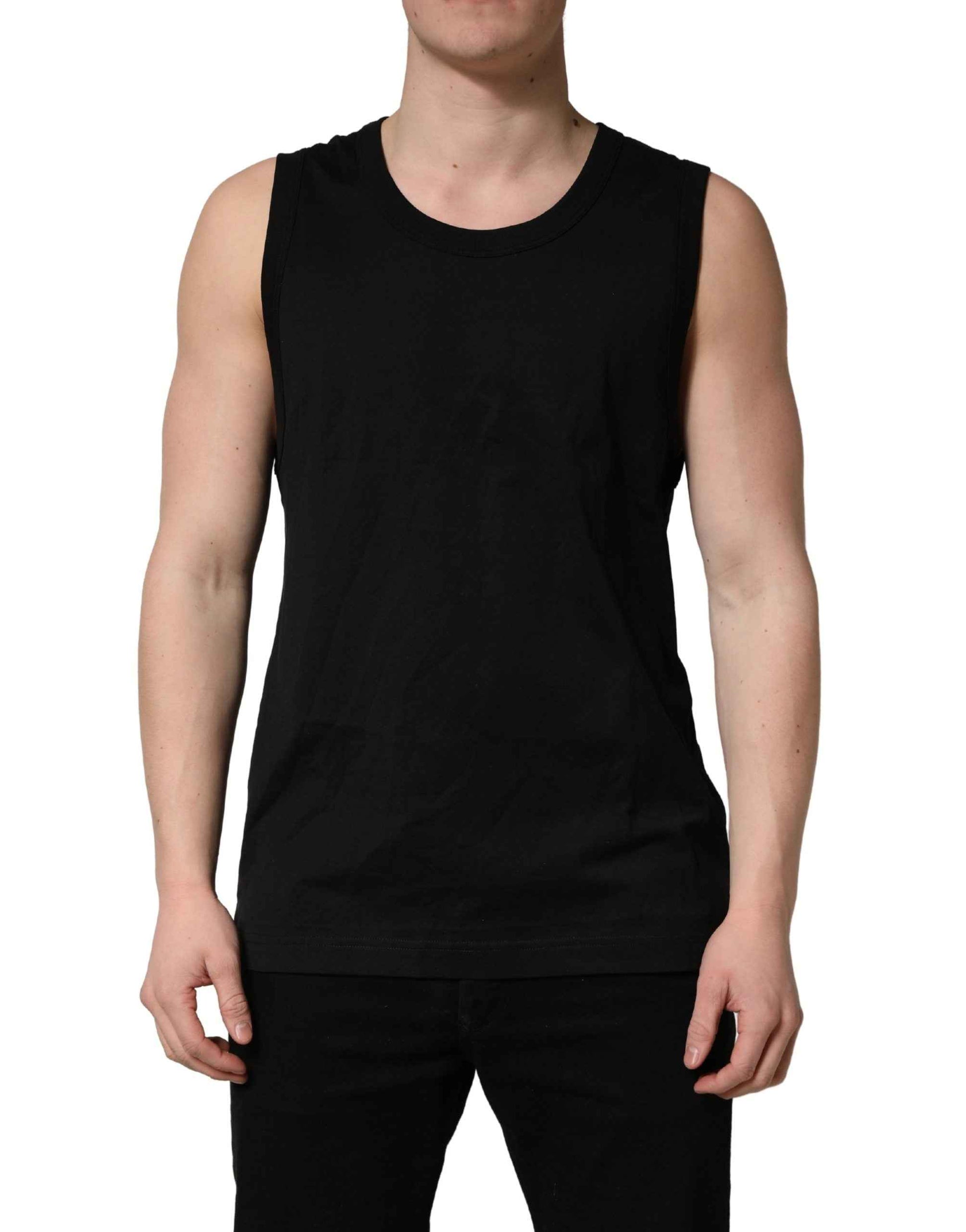 Black Cotton Sleeveless Men Tank Top T-shirt