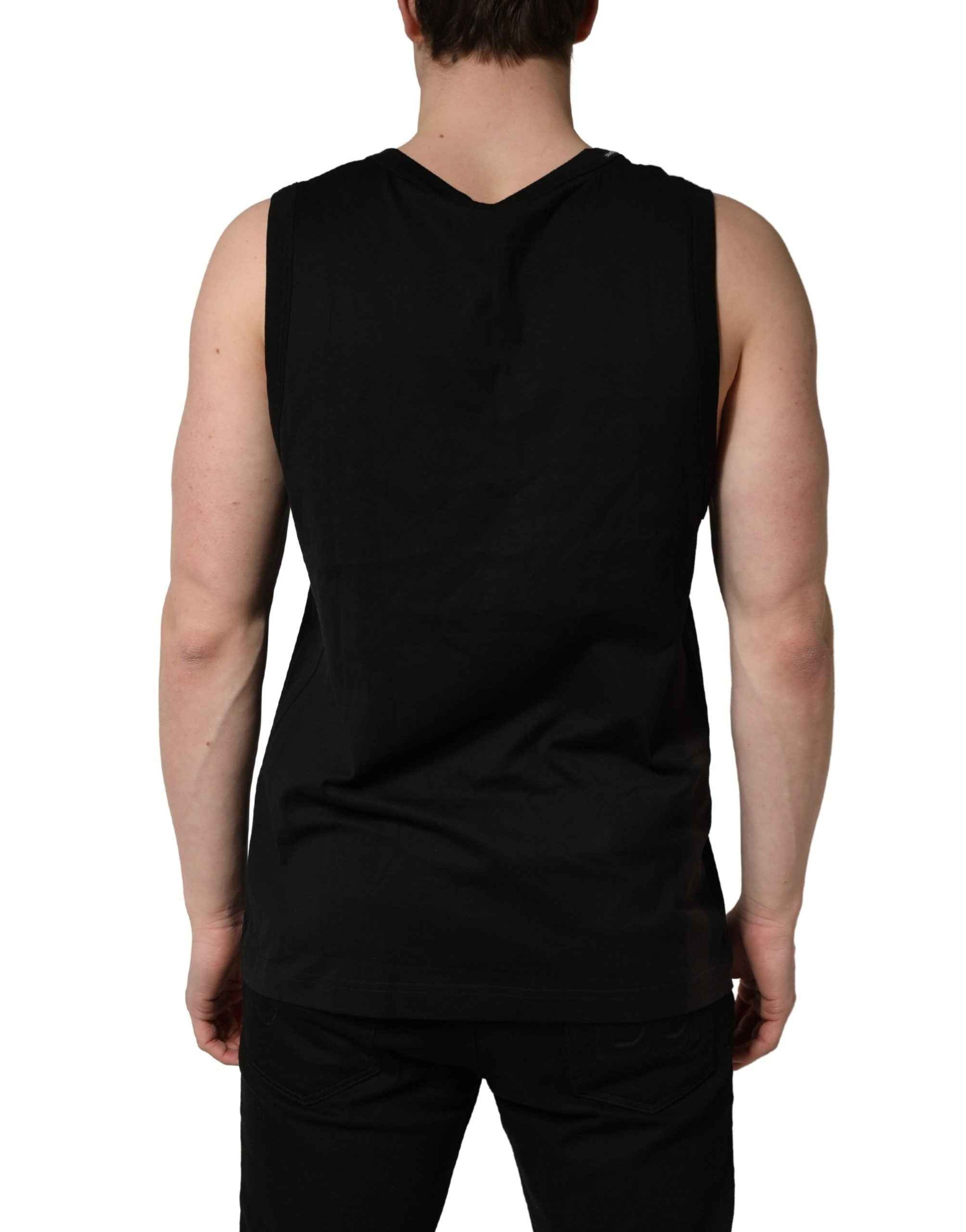 Black Cotton Sleeveless Men Tank Top T-shirt