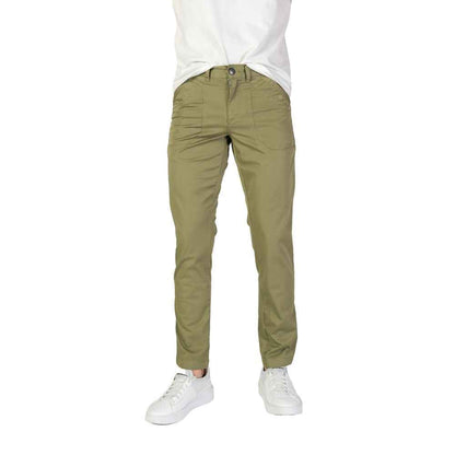 Green Cotton Casual Pants