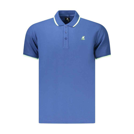 Blue Cotton Men Polo Shirt