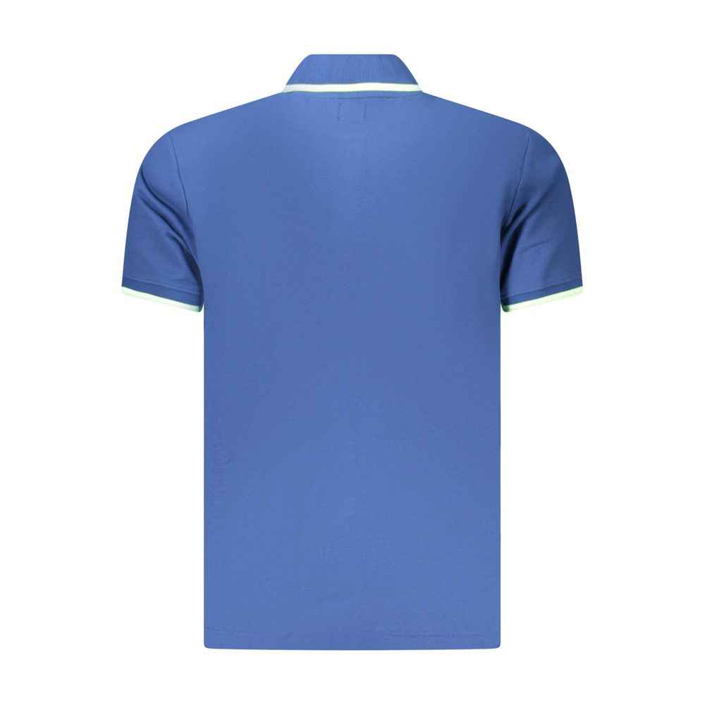 Blue Cotton Men Polo Shirt