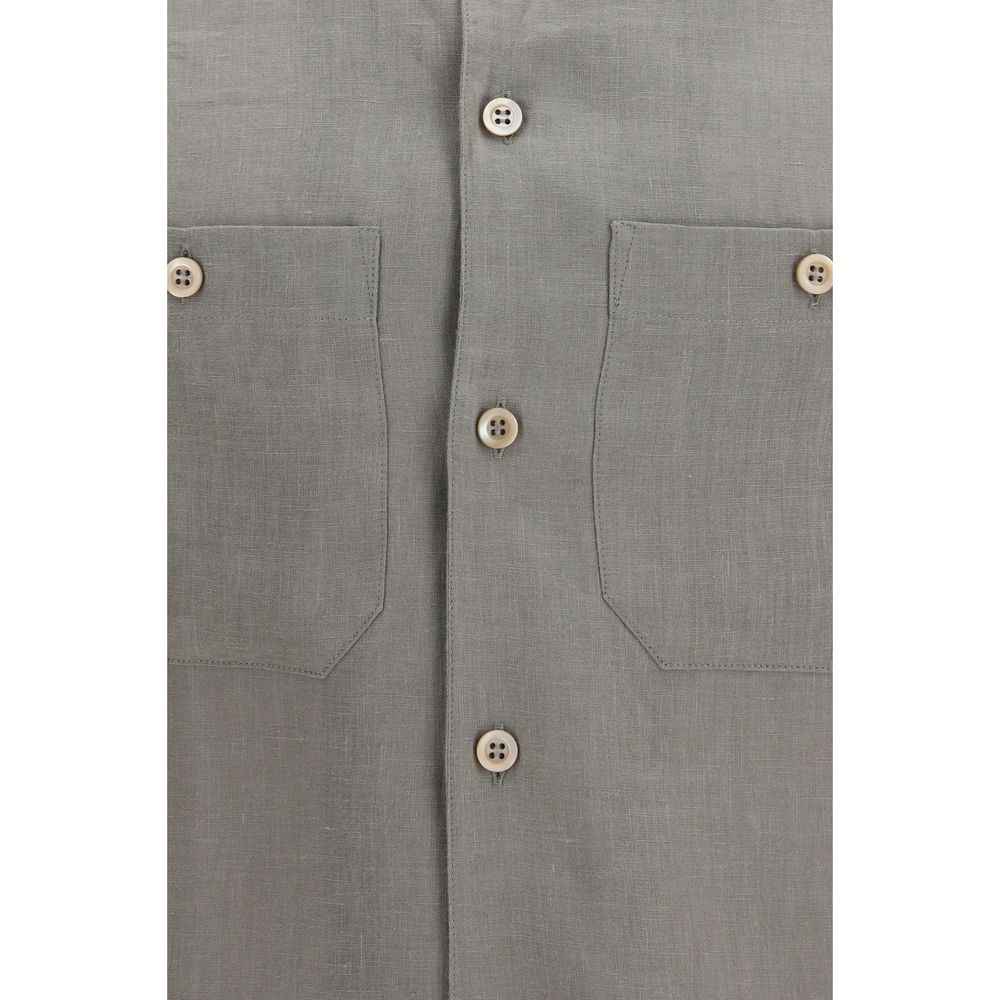 Bicolor Linen Dress Shirt