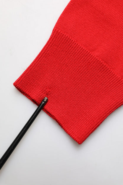 Red Eye Print Crew Neck Pullover Sweater