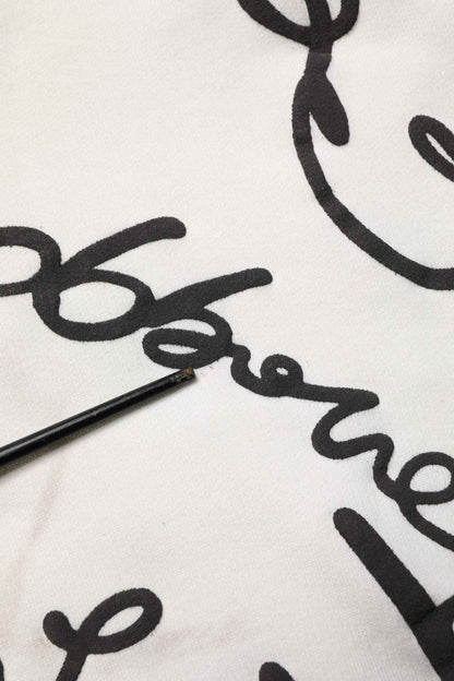 White Script Logo Print Cotton Sweatshirt Sweater