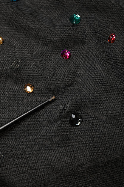 Black Crystal Embellished TurtleNeck Sweater