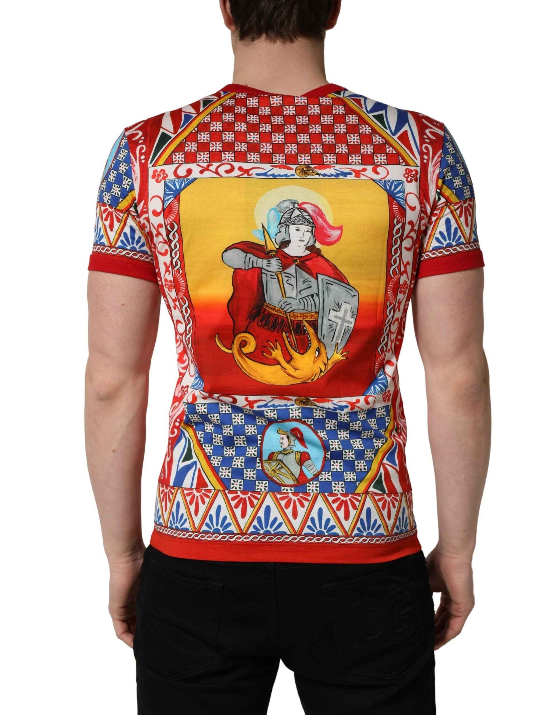 Multicolor Carretto Print Crew Neck T-shirt