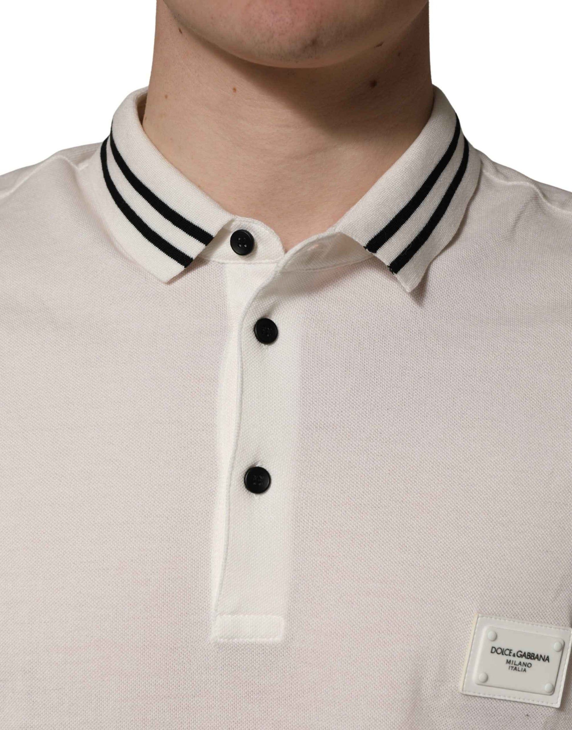 White Logo Plaque Short Sleeve Polo T-shirt