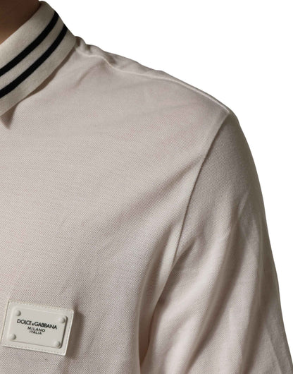 White Logo Plaque Short Sleeve Polo T-shirt