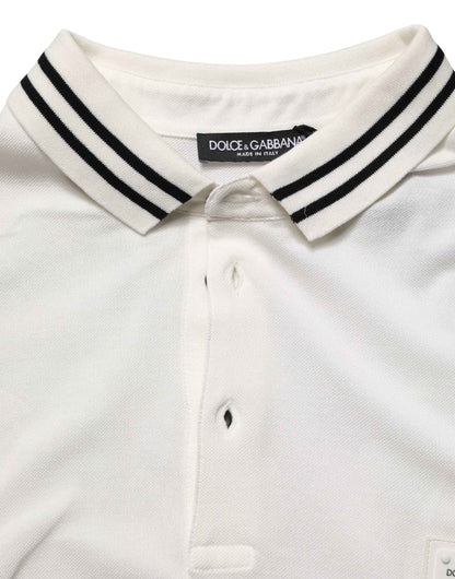 White Logo Plaque Short Sleeve Polo T-shirt